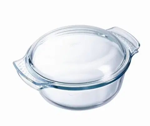 Pekáče a zapekacie misy PYREX Misa zapekacia okrúhla s pokrievkou, 32x26x14cm, 3,7L+1,4L, sklo číre PYREX, spevnený obal KLC
