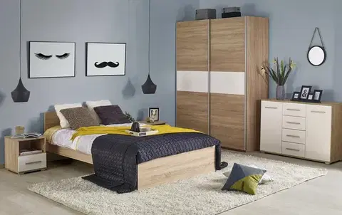 Spálňové zostavy HALMAR Lima spálňa dub sonoma / biely lesk