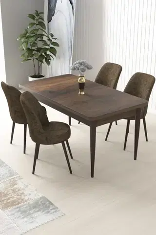 Jedálenské sety Dining Table & Chairs Set (5 Pieces) Nil - Baroque, Brown