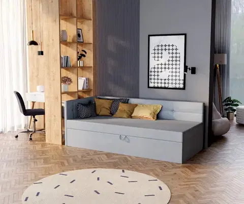 Postele FDM Čalúnená jednolôžková posteľ BILLY | sivá 90 x 200 cm