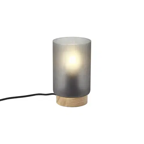 Stolné lampy Moderná stolná lampa drevená s matným sivým sklom - Umbra