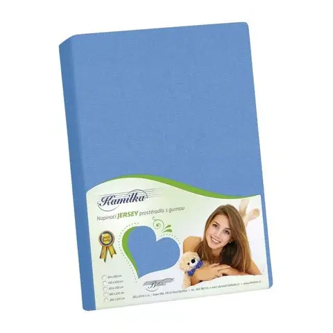 Plachty Bellatex Jersey prestieradlo Kamilka modrá, 180 x 200 cm