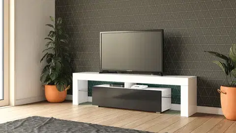 TV stolíky MONTE televízny stolík, biely lesk / čierny lesk