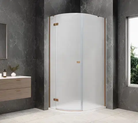 Sprchové dvere POLYSAN - GLOBE COPPER MATT štvrťkruhová sprchová zástena 900x1000, matné sklo, ľavá GB2910MLPG