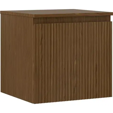 Kúpeľňový nábytok MEXEN/S - Rivel kúpeľňová skrinka pod umývadlo 50 cm s doskou, 1 šuplík, reliéf, orech 91A20-05047-1-BFC86