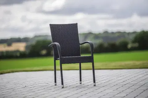 Záhradné stoličky ESSEN II záhradné ratanové kreslo, čierna (antracit)