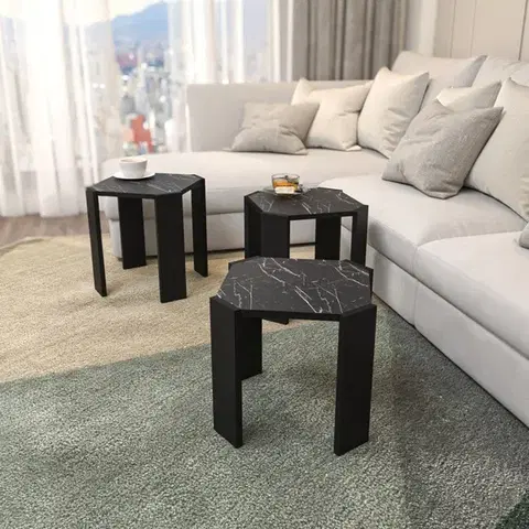 Konferenčné stolíky Konferenčný stolík Lori - Black, Marble