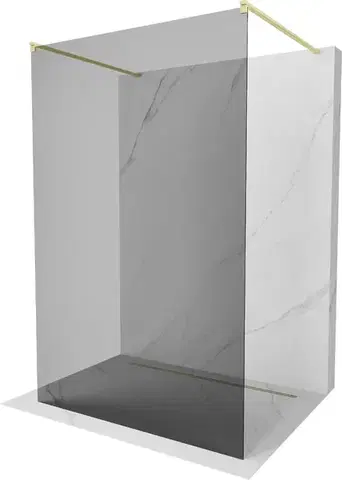 Sprchové dvere MEXEN/S - Kioto samostatne stojaca sprchová zástena 110 x 200, grafit 8 mm, zlatá kartáčovaná 800-110-002-55-40