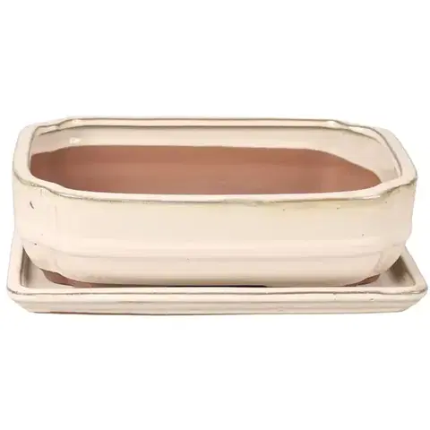 Záhrada Kvetináč sklenená bonsai s podstavcom G144-10S WHZY krémová 27,3x21