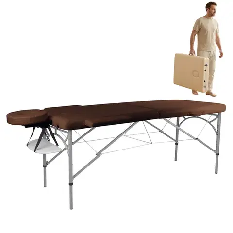 Masážne stoly a stoličky Masážne lehátko inSPORTline Tamati 186x70x63-90 cm 2-dielne hliníkové hnedá