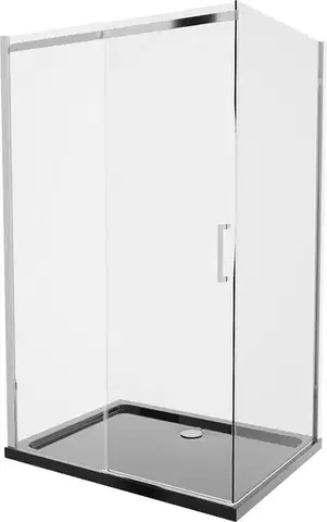 Vane MEXEN/S - Omega sprchovací kút 120x80, transparent, chróm + čierna vanička so sifónom 825-120-080-01-00-4070