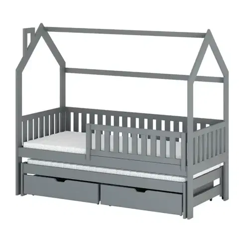 Detské postele Posteľ Domček  Monkey 90x200 sivá