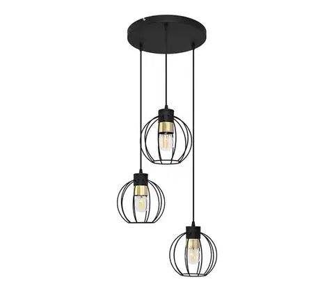 Svietidlá  Luster na lanku STARLIGHT 3xE27/15W/230V čierna/zlatá W-KD 1399/3 BK+GO
