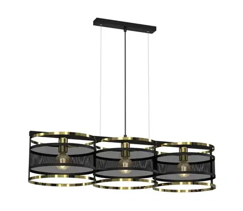 Svietidlá  Luster na lanku RIM 3xE27/60W/230V čierna/zlatá 3904