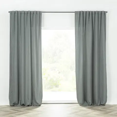 Závesy hotové Záves BASIC s navliekacou riasiacou páskou 140x300 cm sivý denim 1 ks.