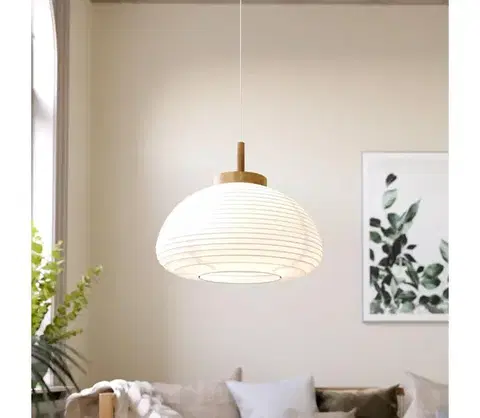 Svietidlá Eglo 44065 - Závesné svietidlo na lanku SUMMERHILL 1xE27/40W/230V pr. 55 cm biela/béžová 44065