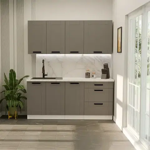 Modulový kuchynský nábytok Kuchynská linka Luna Dustgrey/Biely 180cm bez pracovnej dosky