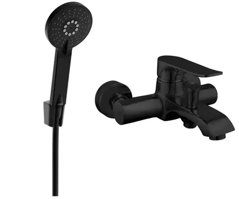 Kúpeľňové batérie MEXEN/S - Pecos R40 vaňová batéria so sprchou set, čierna 7273R40-70