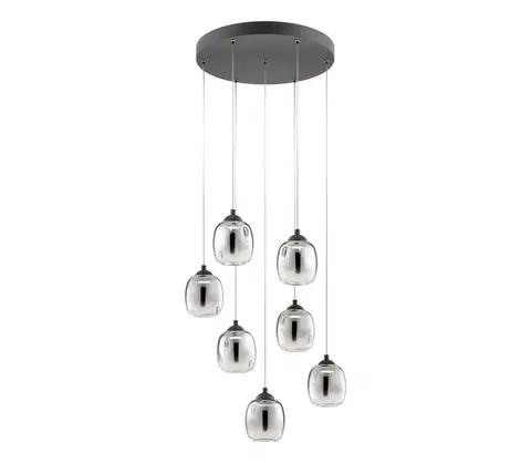 Svietidlá Redo 01-3489 - LED stmievateľný luster na lanku KHADI 7xLED/5W/230V čierna/dymová 01-3489