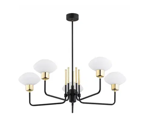 Svietidlá Argon 2128 - Luster na tyči RAVELLO 5xE14/15W/230V čierna/zlatá 2128