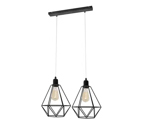 Svietidlá  Luster KARO 2xE27/15W/230V čierna W-L 1311/2 BK