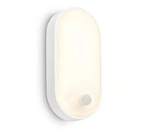 Záhradné lampy Brilo - LED vonkajšie nástenné svietidlo s pohybovým senzorom RUCH LED/12W/230V IP65 biele 3830016