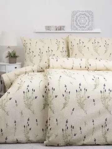 Obliečky MKLozkoviny.sk Predĺžené krepové obliečky Renforcé - Levanduľa 02 - 140 × 220 cm - 70 x 90 cm