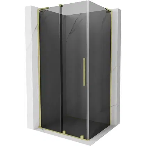 Sprchovacie kúty MEXEN/S - Velar L sprchovací kút, posuvné dvere 120 x 110, grafit, zlato kartáčovaná 871-120-110-43-55