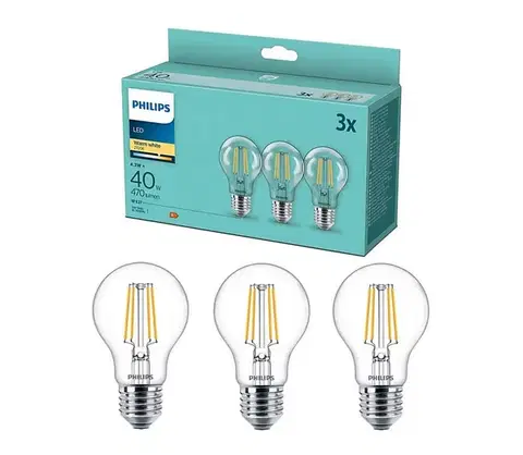 LED osvetlenie SADA 3x LED Žiarovka VINTAGE Philips E27/4,3W/230V 2700K 8718699777753