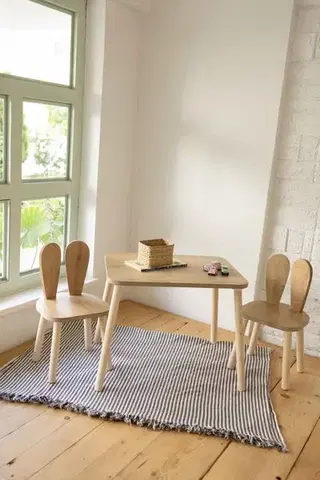 Doplnky do detskej izby Kid's Table Set Bunny Two Chair Set - Brown
