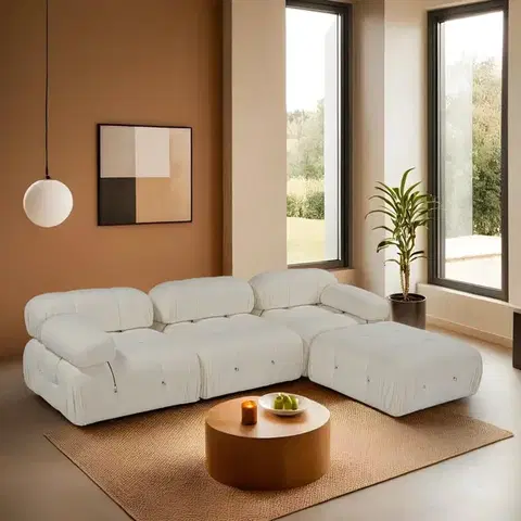 Sedacie súpravy Rohová sedacia súprava / Rohová pohovka Bubble Beige L1-O1-1R-PUF