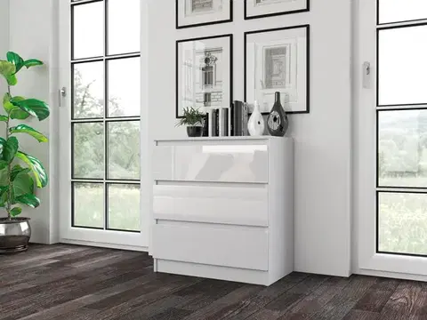 Komody a skrinky Zásuvková komoda WALMA M3, biely lesk
