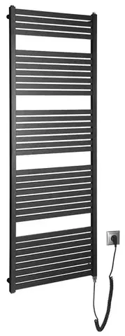 Radiátory do kúpeľne AQUALINE - TONDI-E elektrické vykurovacie teleso, rovné, 600x1690 800 W, čierna mat DE496T