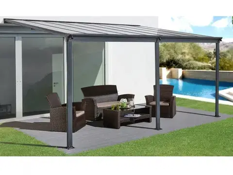 Záhradné pergoly Hliníková pergola 4,96x3 m WALL 53 antracit Lanitplast