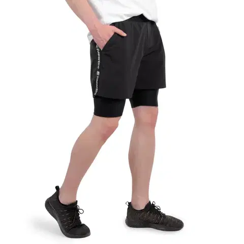 Pánske kraťasy a šortky Pánske kraťasy 2v1 inSPORTline Closefit Short čierna - XXL