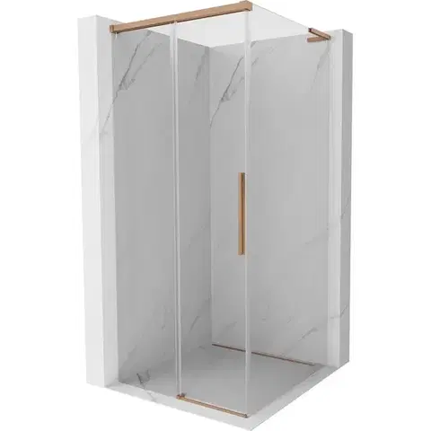 Sprchovacie kúty MEXEN/S - Rox L sprchový kút posuvný 120 x 120, transparent, meď kartáčovaná 8C2L-120-120-65-00