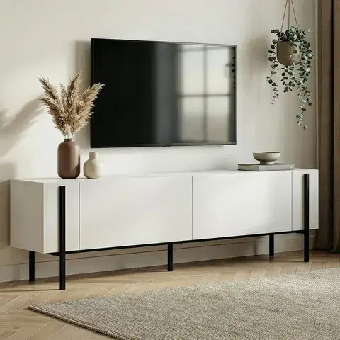 TV stolíky SUXES TV stolík na nožičkách, biela/čierna