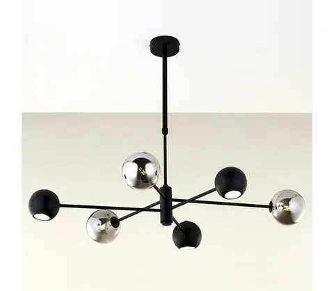 Svietidlá Jupiter 1974 - Luster na tyči MOKA 3xGU10/10W/230V + 3xG9/10W/230V čierna/chróm 1974
