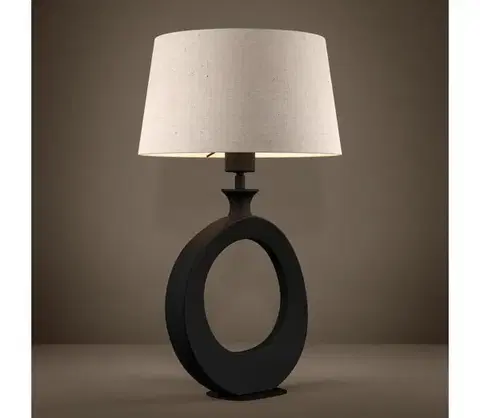 Lampy Eglo 390423 - Stolná lampa DIEZMA 1xE27/60W/230V 52,5 cm čierna/krémová 390423