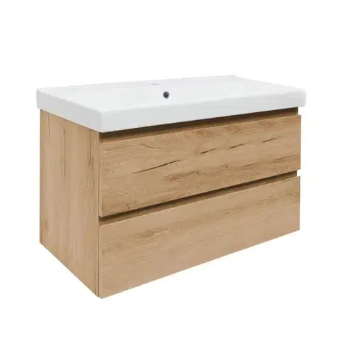 Kúpeľňový nábytok Kúpeľňová skrinka 2 zásuvková s umývadlom SAT B-Way 99x50x45 cm dub mat BWAY2100OAKU1BI BWAY2100OAKU1BI