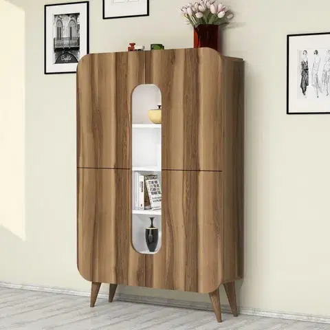 Komody Viacúčelová skrinka Mine - Walnut, White