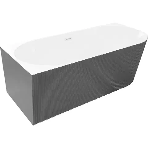 Vane MEXEN/S - Silo voľne stojaca rohová vaňa ľavá reliéf 150 x 75, biela/sivá, sifón a prepad biela 52891507562L-20