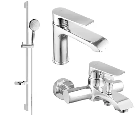 Sprchy a sprchové panely MEXEN/S - Pecos DS75 Set umývadlové a vaňové batérie s príslušenstvom, chróm 72703DS75-00