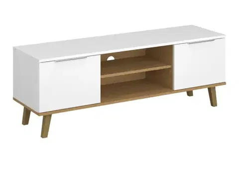 TV stolíky KONDELA Nepu 2D/140 tv stolík biela / dub kamenný
