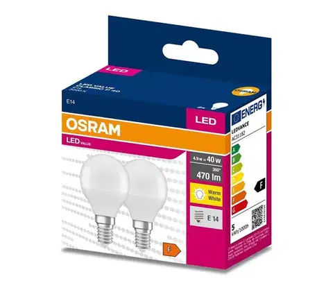Žiarovky SADA 2x LED Žiarovka P45 E14/4,9W/230V 3000K - Osram 4058075627147