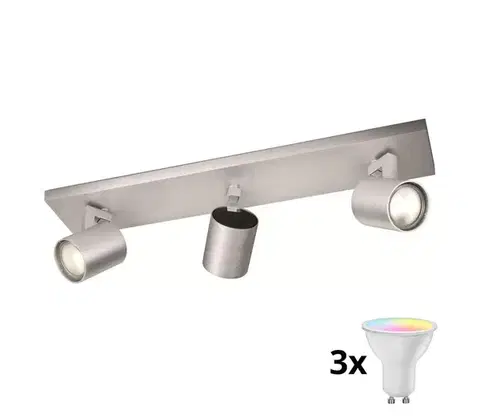 Svietidlá Philips 53093/48/12 - LED RGBW stmievateľné bodové svietidlo RUNNER 3xGU10/4,8W/230V chróm, s diaľkovým ovládaním P2955+3xAI2382