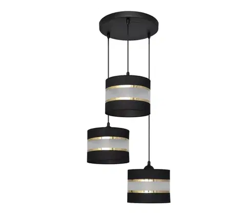 Svietidlá  Luster na lanku HELEN 3xE27/15W/230V čierna/zlatá W-KD 0801/3 BK+GO+MAT
