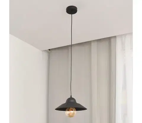 Svietidlá  Luster na lanku SORAPIS 1xE27/15W/230V čierna W-2860/1 BK