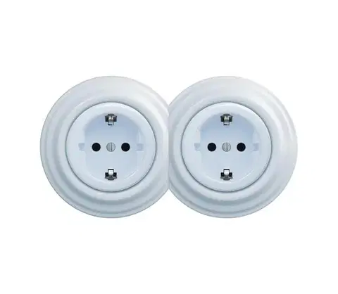 Predlžovacie káble lap - Dvojitá retro domová zásuvka so rámčekom SCHUKO 230V modrá 2xKA0026+2xKA0108