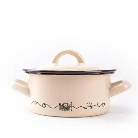 Hrnce Kinekus Kastról smaltovaný s pokrievkou 22cm/4,0L, dekor Linea